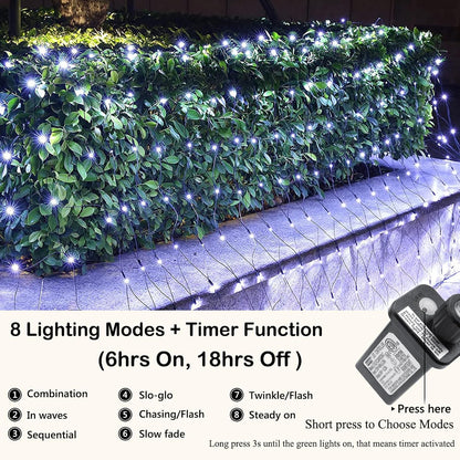 Joomer Luces de red de Navidad de 12 pies x 5 pies, luces de malla...