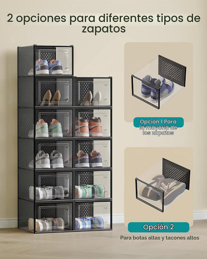 SONGMICS Cajas de zapatos, caja de plástico transparente, paquete d...