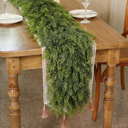 Guirnalda de cedro artificial de tacto realista de 9 pies para deco...