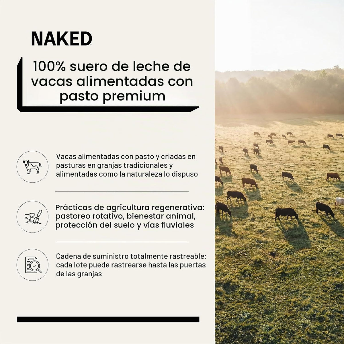 NAKED Whey - Proteína de suero de leche en polvo 100% alimentada co...