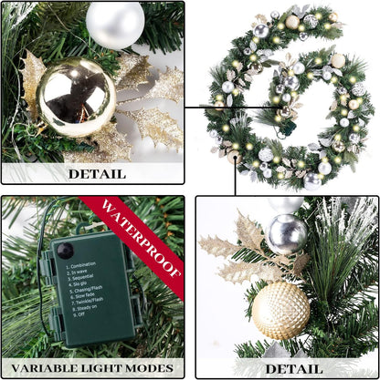 WANNA-CUL Guirnalda de Navidad preiluminada de 9 pies con luces | G...