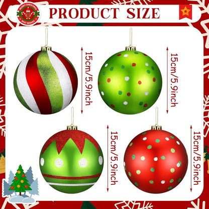 Tigeen - 4 bolas de Navidad grandes de 6 pulgadas, color rojo | Ado...