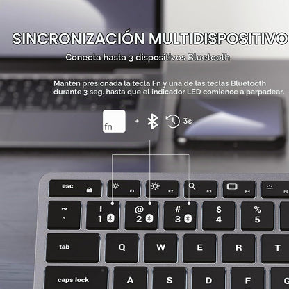 Teclado retroiluminado Bluetooth Satechi Slim X1, sincronización mu...