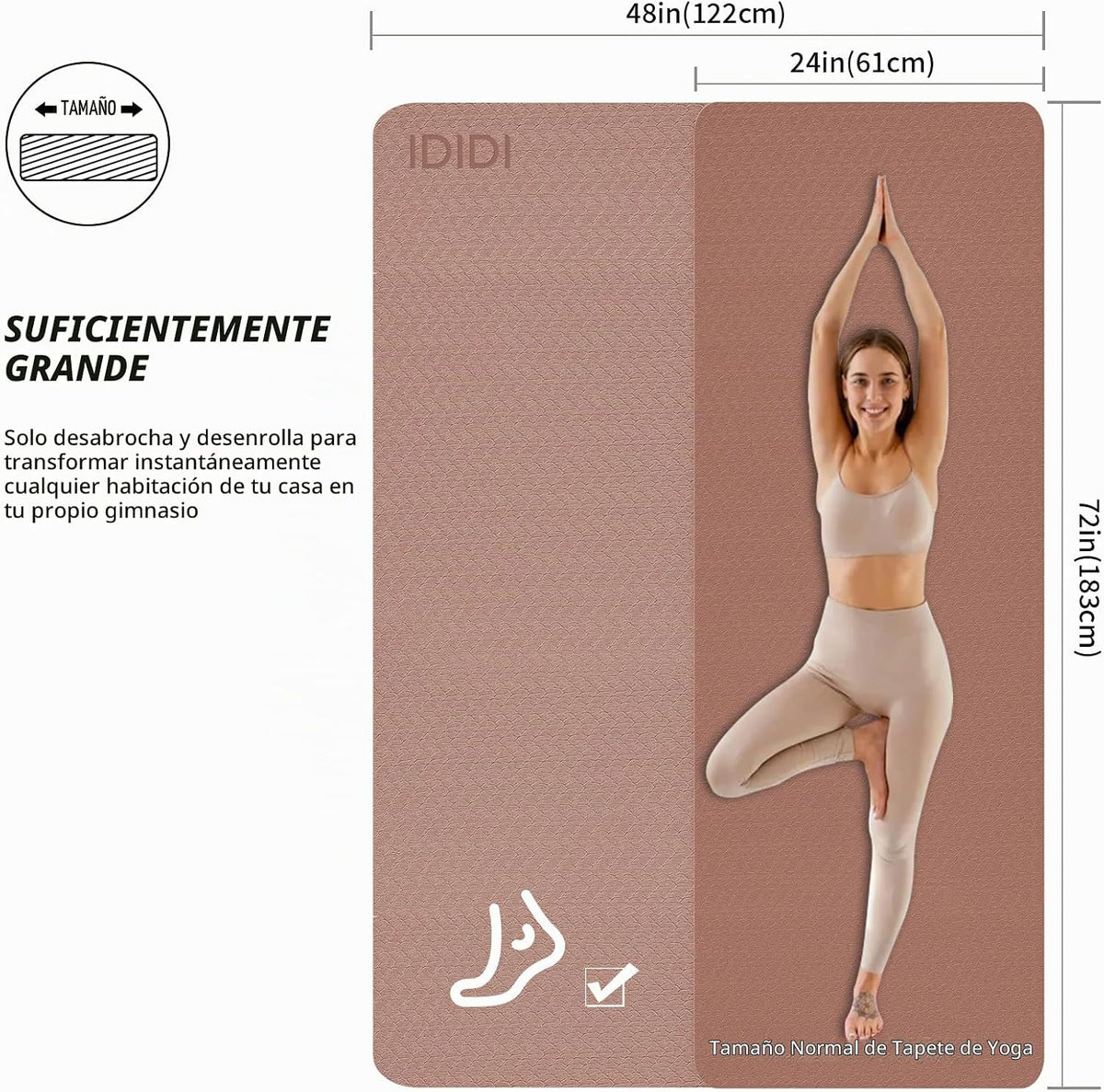 Esterilla grande de yoga de 8 mm (6' x 4') - Extra larga y...