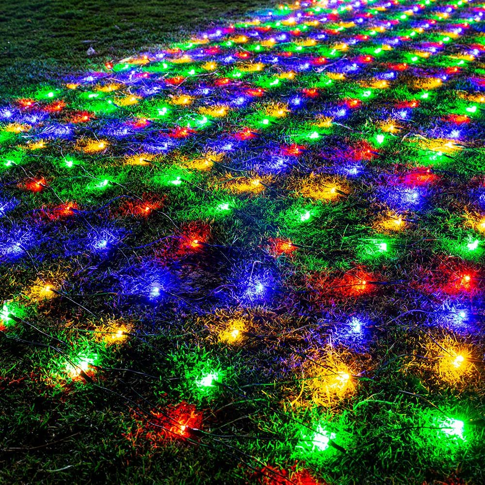 Joomer Luces de red de Navidad de 12 pies x 5 pies, luces de malla...