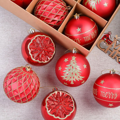 SHareconn - 9 bolas de Navidad grandes de 100mm, color rojo y dorad...
