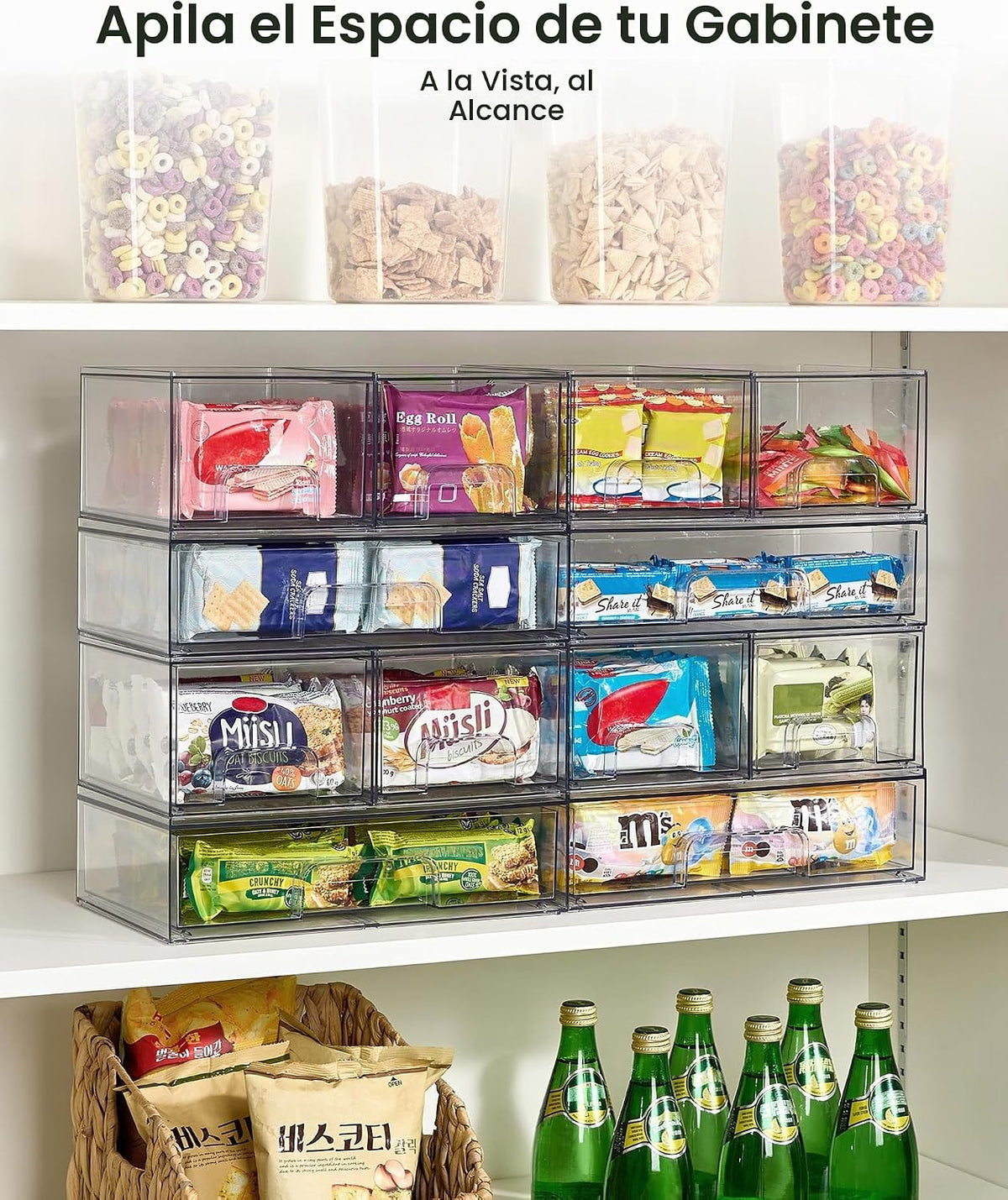 Vtopmart - Juego de 4 cajones de almacenamiento apilables, contened...