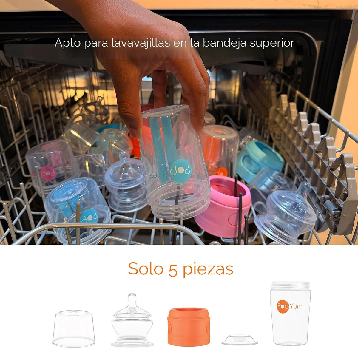 PopYum Biberón de 9 oz con fórmula anticólica naranja para hacer\/m...