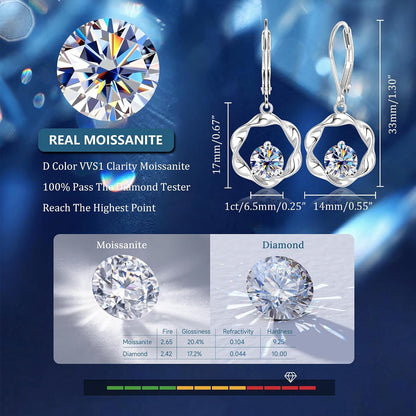 Aretes colgantes de moissanita de 2 quilates para mujer, aretes Mob...