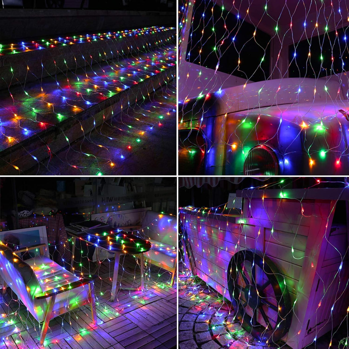 Joomer Paquete de 2 luces de red de Navidad de 12 pies x 5 pies, lu...