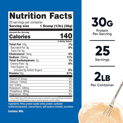 Nutricost Polvo aislado de proteína de suero (masa de pastel, 2 lib...