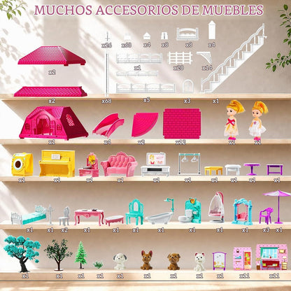 JUKUDAHU Villa de 4 pisos para niñas de 3 a 8 años - 11 habitacione...