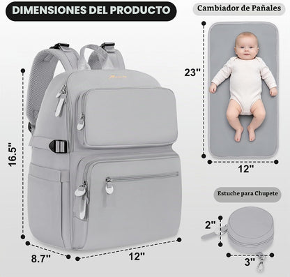 IBVIVIC Mochila para pañales con cambiador portátil, gris suave | B...