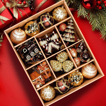 Alupssuc - Juego de 82 bolas de Navidad clásicas, bronce cobre dora...
