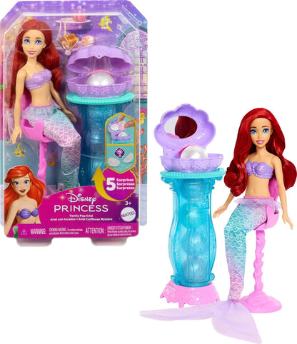 Mattel Disney Princesa Ariel Sirena Muñeca de moda y tocador sorpre...