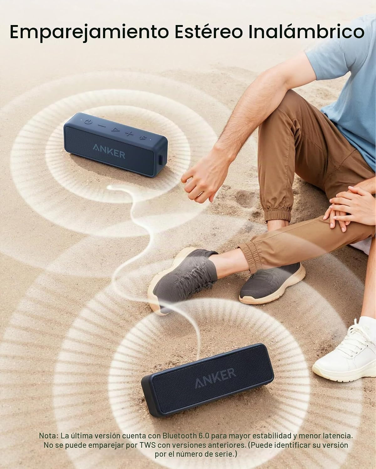 Anker soundcore 2 Altavoz Bluetooth portátil, sonido estéreo, IPX7...
