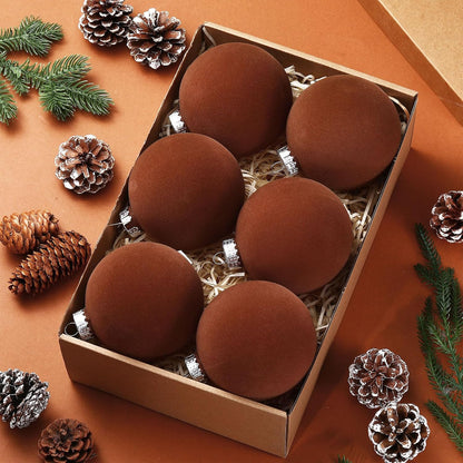 6 adornos grandes de terciopelo de Navidad de 4 pulgadas | Bolas co...