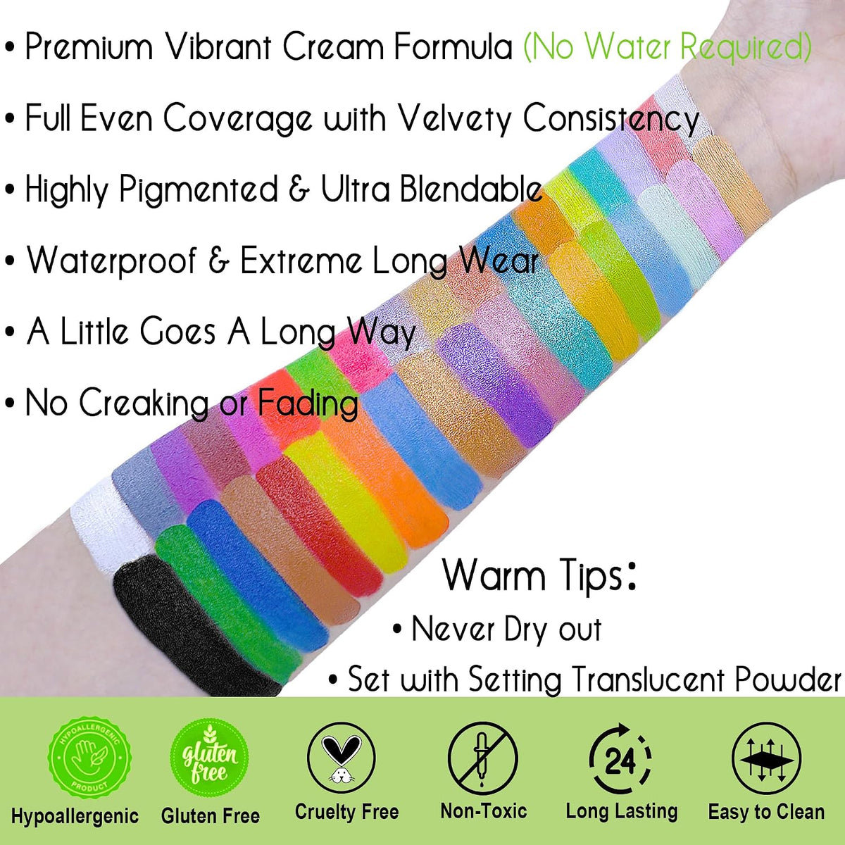 CCbeauty Pintura facial de 36 colores a base de aceite, kit de pale...