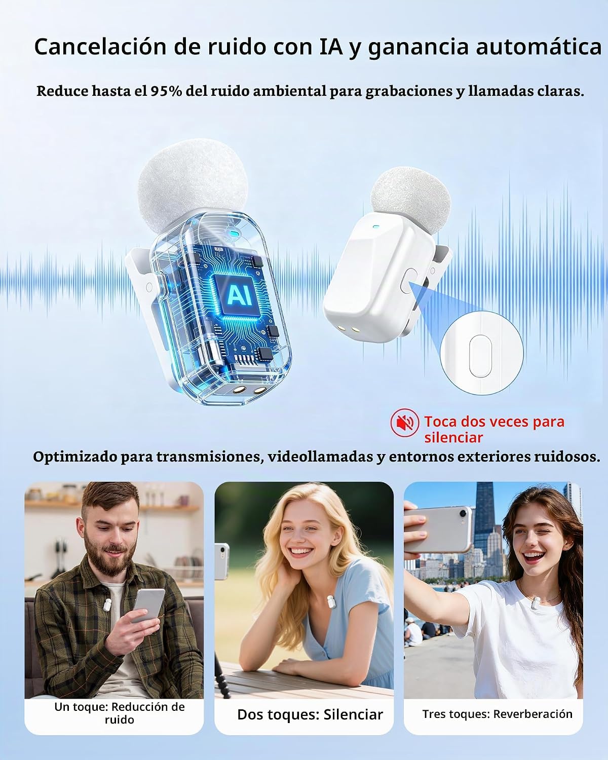 Blinfada Mini 2 micrófonos inalámbricos Lavalier para iPhone 16\/17...