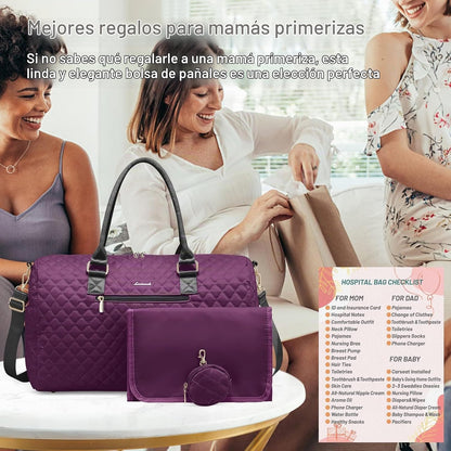 LOVEVOOK Bolsa de pañales con funda para chupete y cambiador, bolsa...