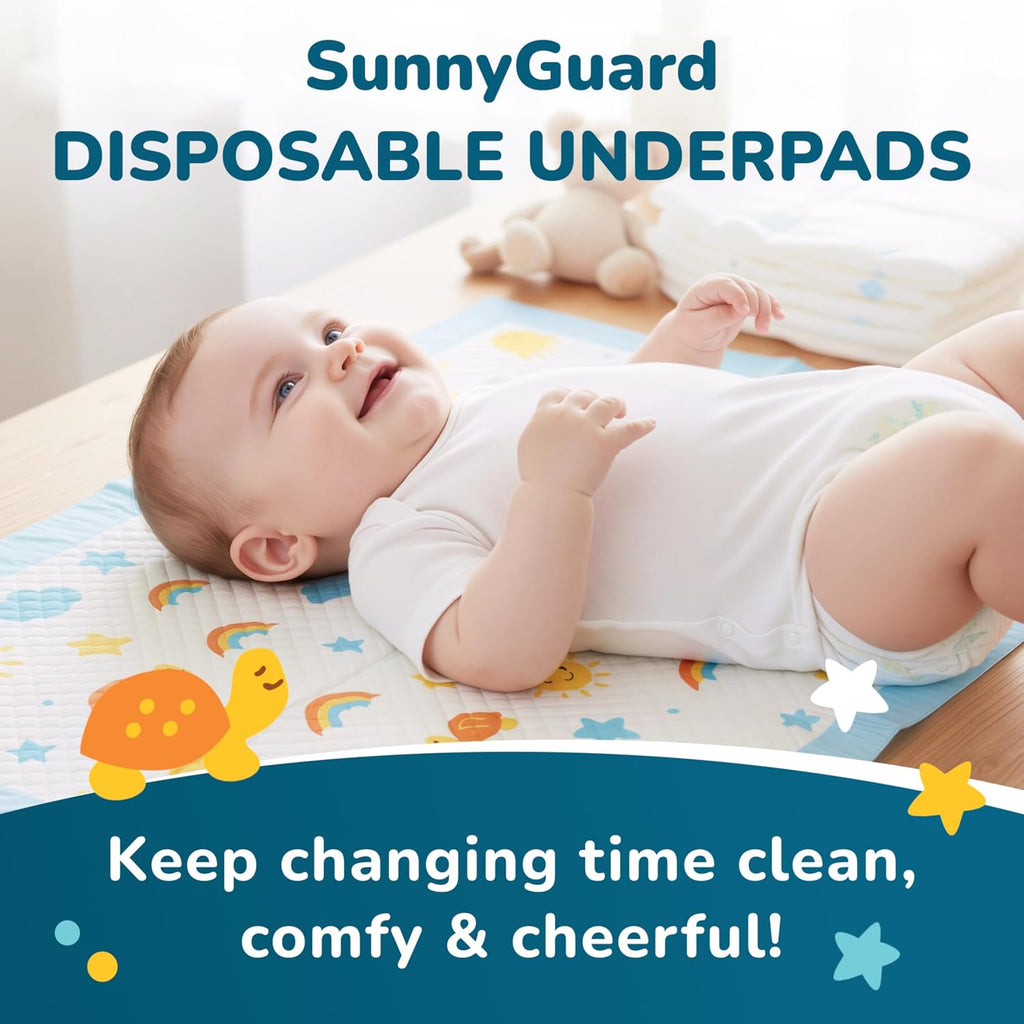SunnyGuard Cambiadores desechables para bebé de 13 x 18 pulgadas, 5...