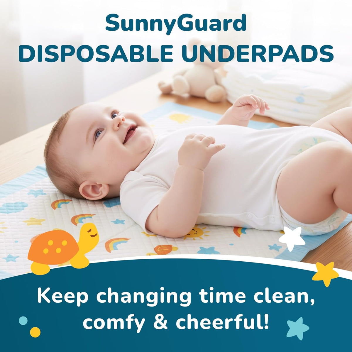 SunnyGuard Cambiadores desechables para bebé de 13 x 18 pulgadas, 5...