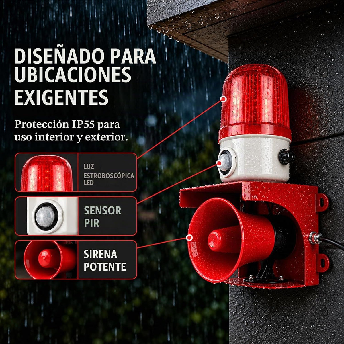 Alarma con sensor de movimiento con detección humana, sirena ajusta...
