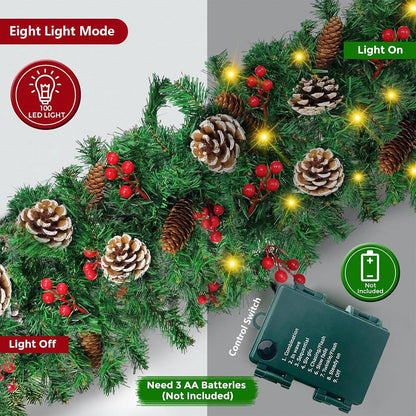 Mduvoz Guirnalda de Navidad, guirnalda de Navidad preiluminada de 1...