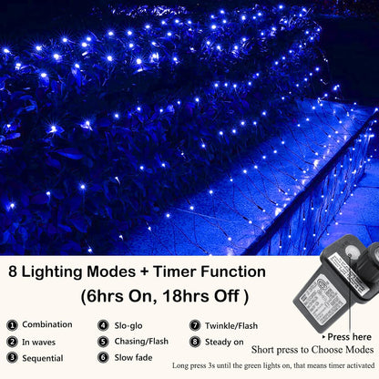 Joomer Luces de red de Navidad de 12 pies x 5 pies, luces de malla...