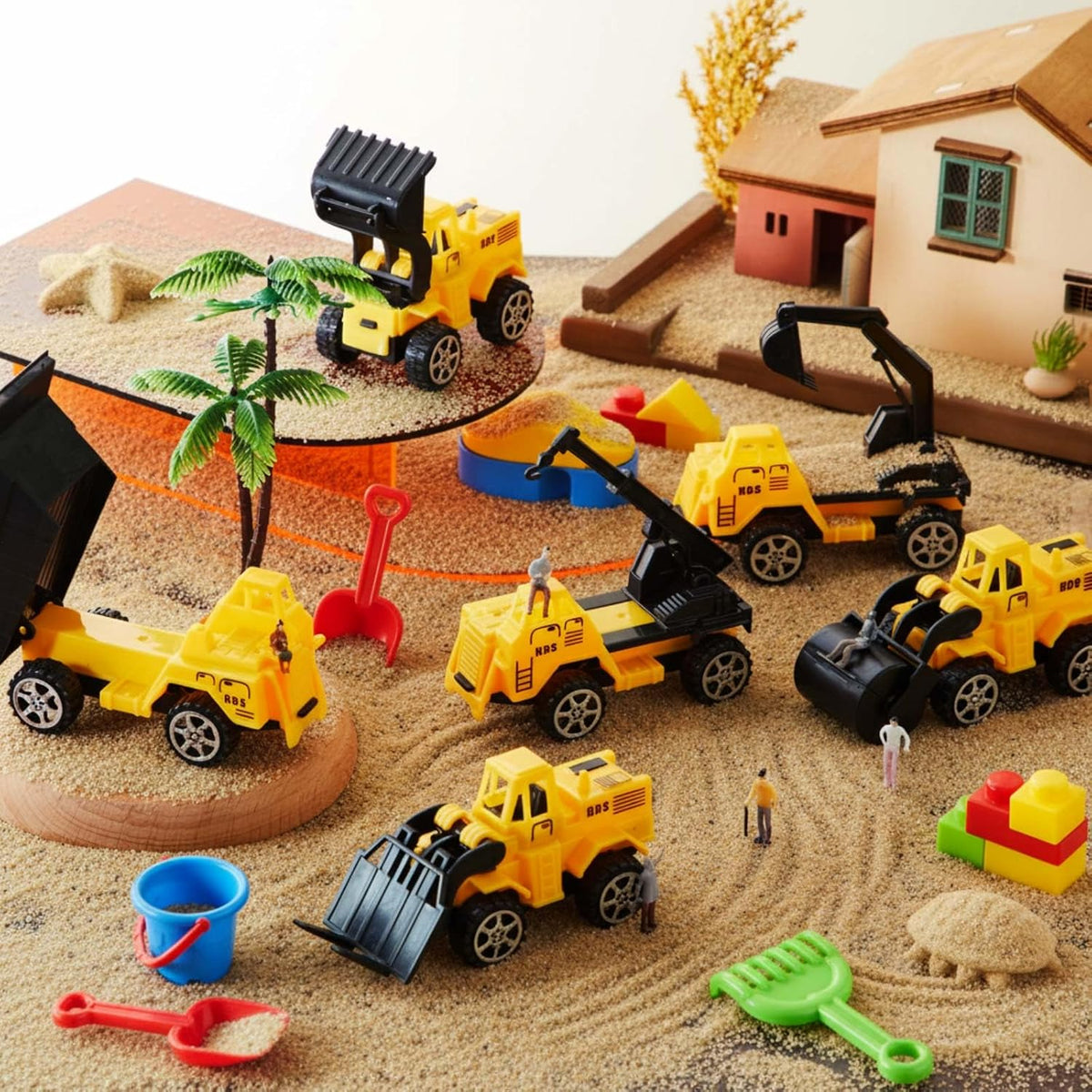 Sosation - Juego de 12 piezas de minivehículos de construcción a gr...