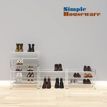 Simple Houseware Zapatero apilable de malla de 3 niveles, color pla...
