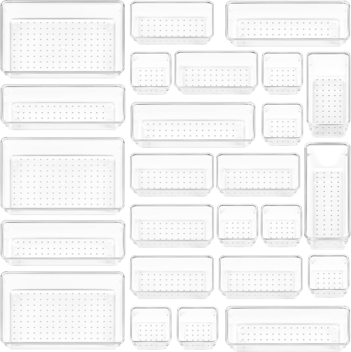 Vtopmart Juego de 72 organizadores de cajones de plástico transpare...