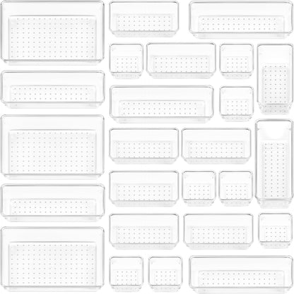 Vtopmart Juego de 72 organizadores de cajones de plástico transpare...
