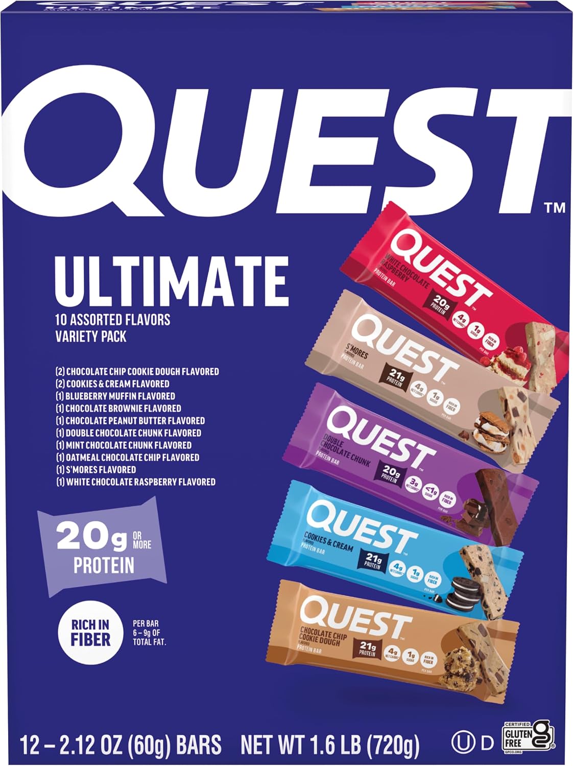 Quest Nutrition Ultimate Variety Pack Barras de proteínas, altas en...