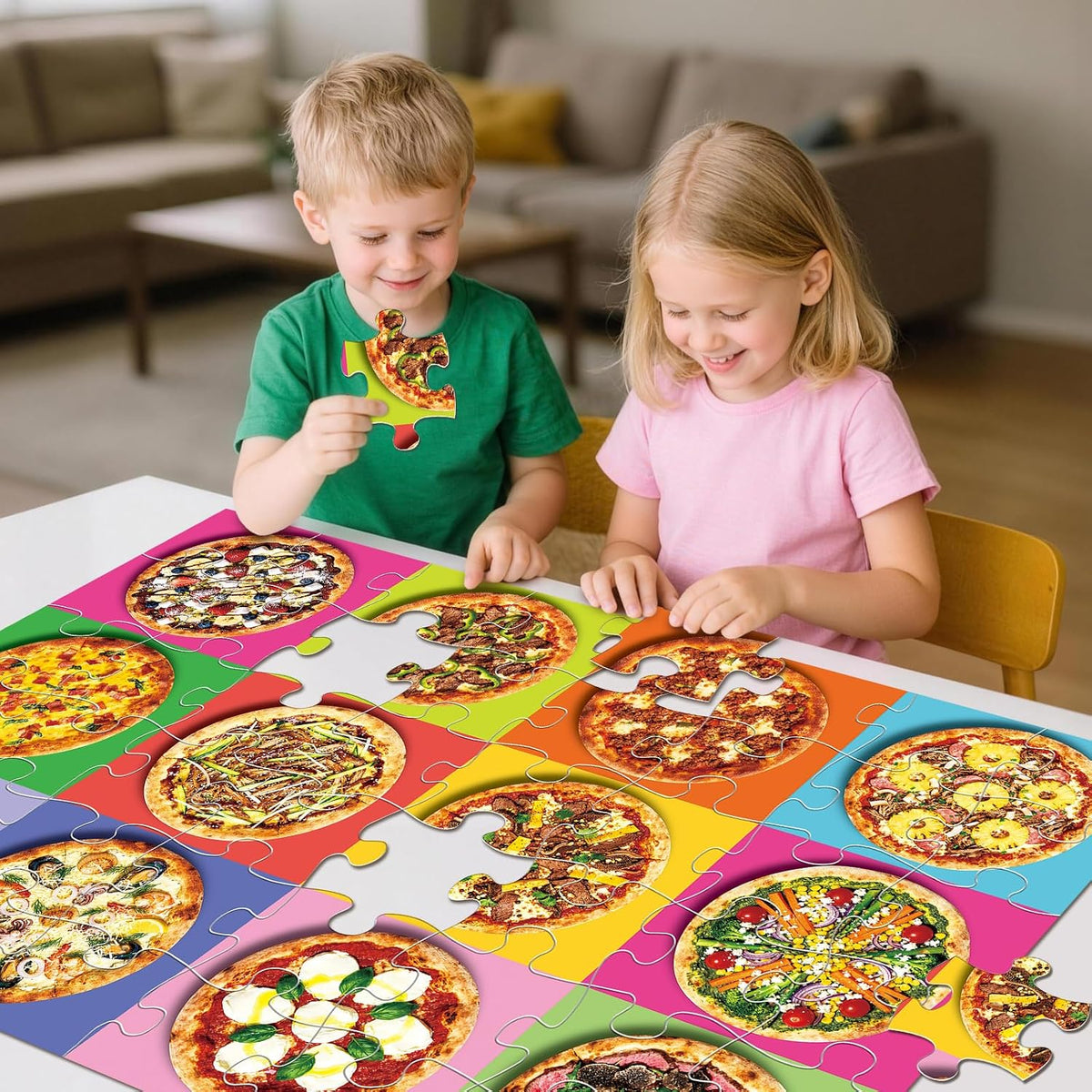 Rompecabezas de piso jumbo para niños, rompecabezas de pizza de 48...