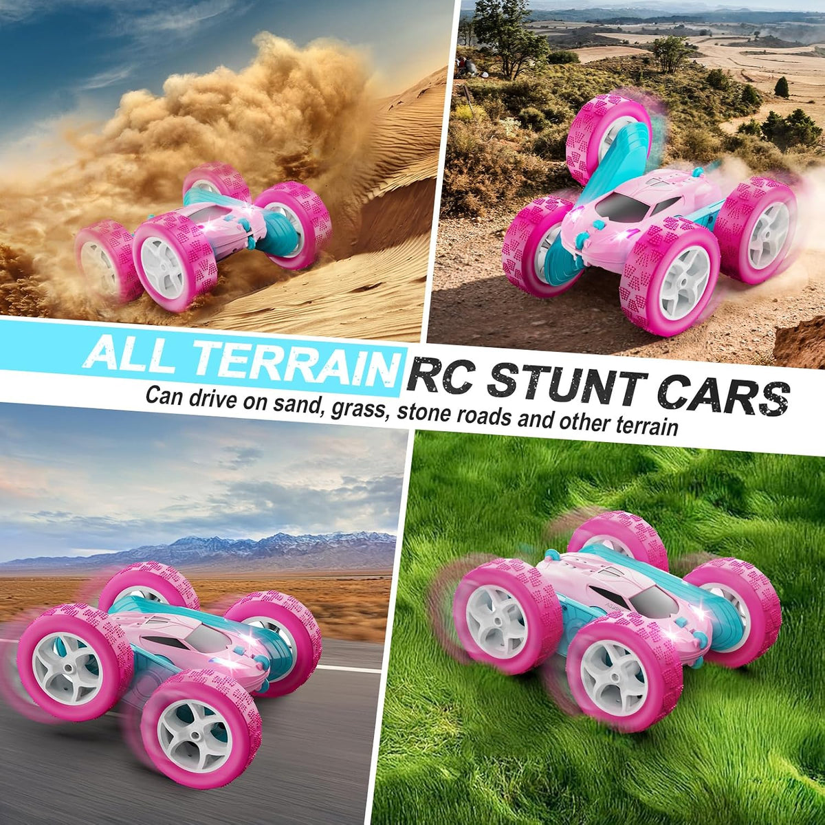 QUNREDA Coches de control remoto rosa para niñas, 2.4 GHZ, auto de...