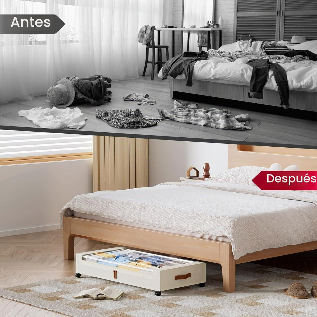 Yecaye Almacenamiento debajo de la cama con ruedas, paquete de 2, c...