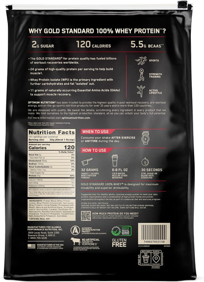 Optimum Nutrition Gold Standard 100% proteína de suero en polvo, ch...