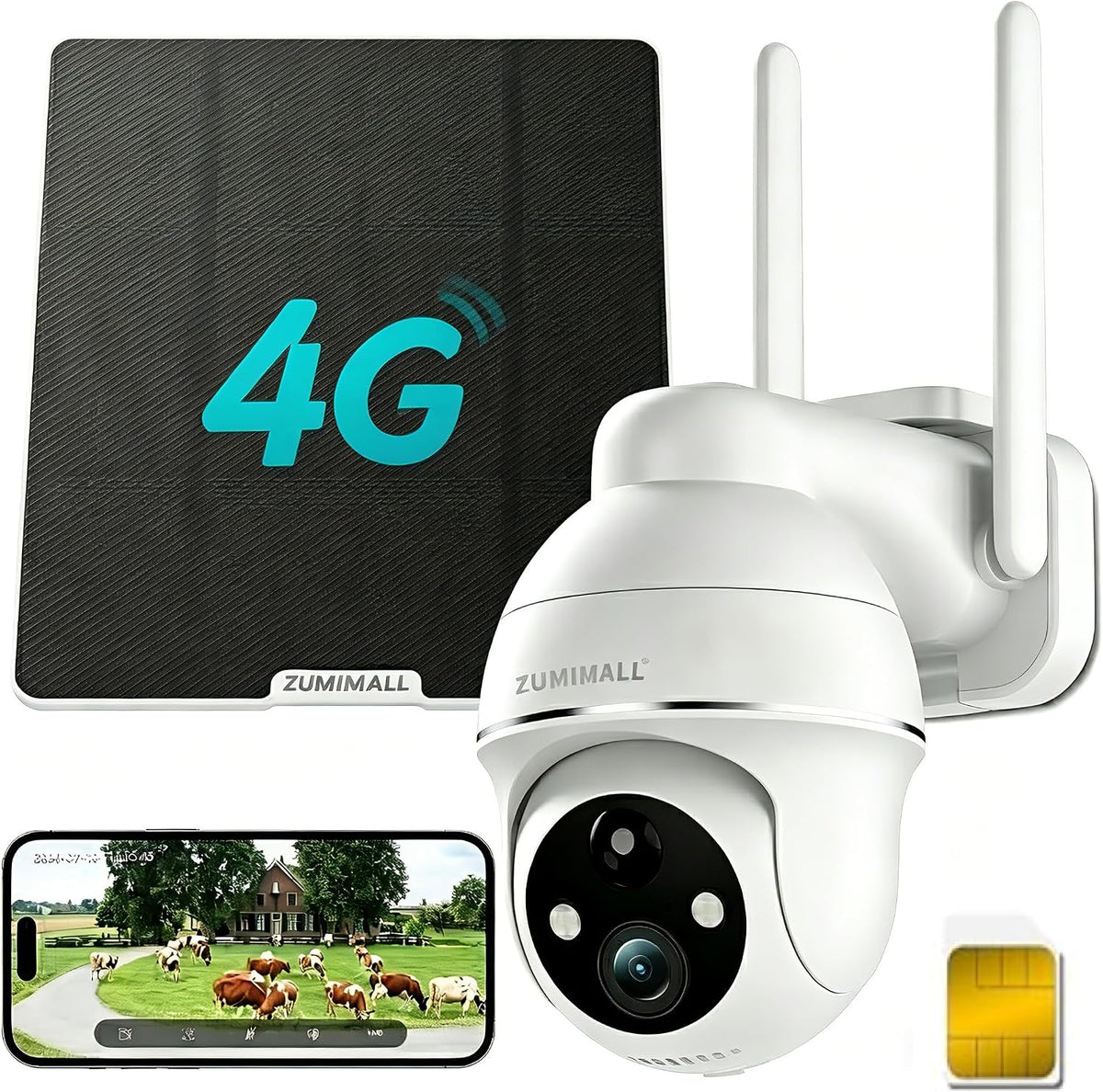 ZUMIMALL Cámaras de seguridad celulares 4G LTE inalámbricas para ex...