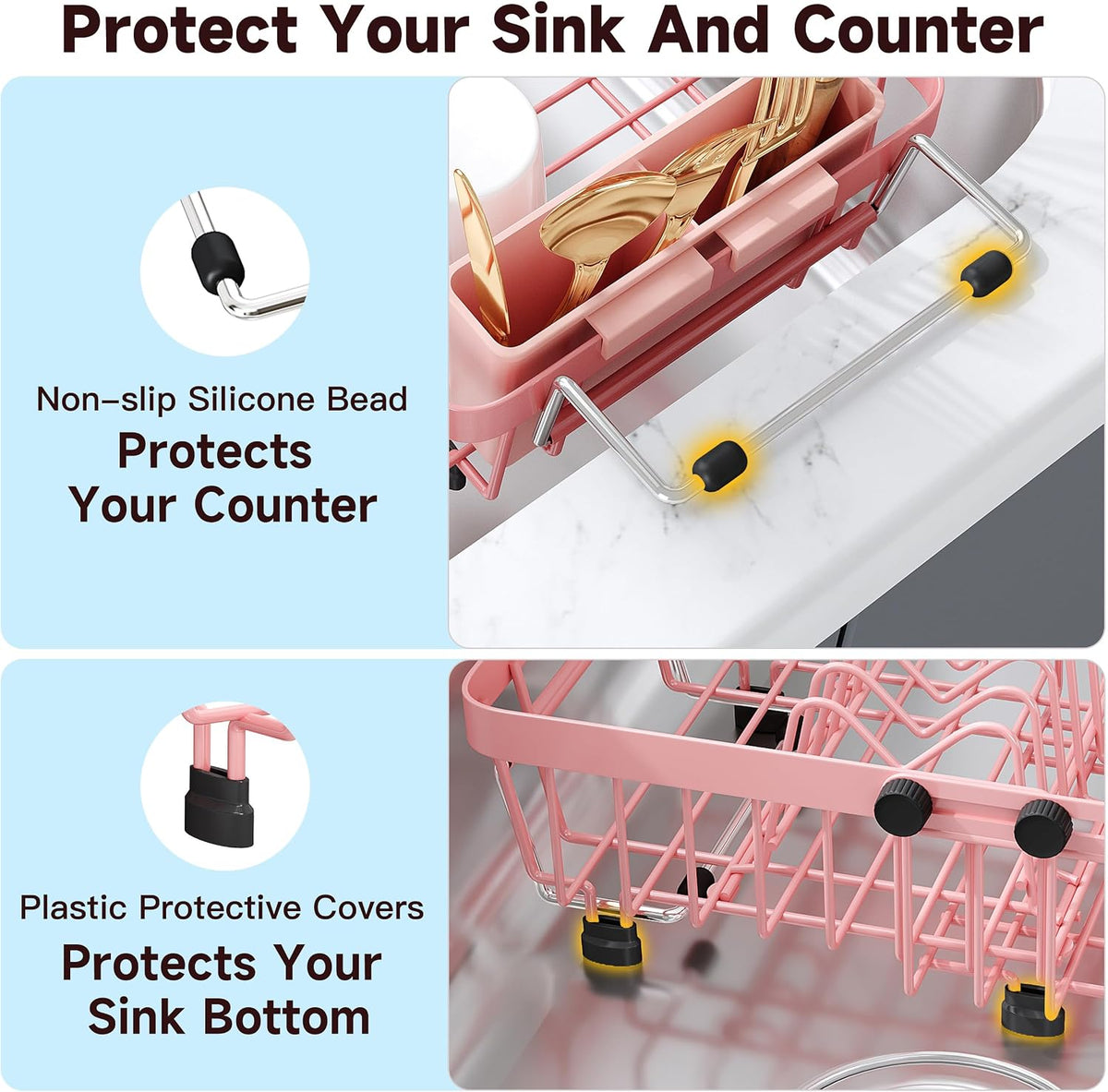 JASIWAY Mini escurridor de platos rosa para apartamentos compactos,...
