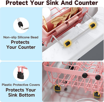 JASIWAY Mini escurridor de platos rosa para apartamentos compactos,...