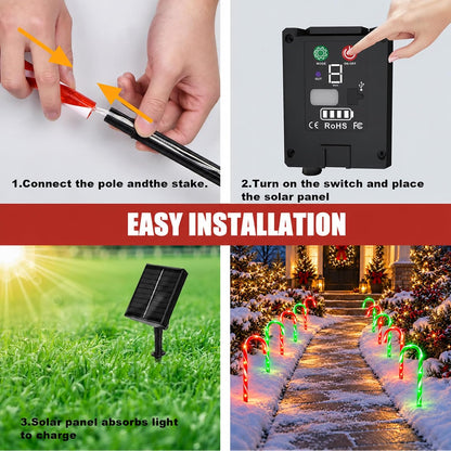 Paquete de 10 luces solares de bastón de caramelo, 21 pulgadas | En...
