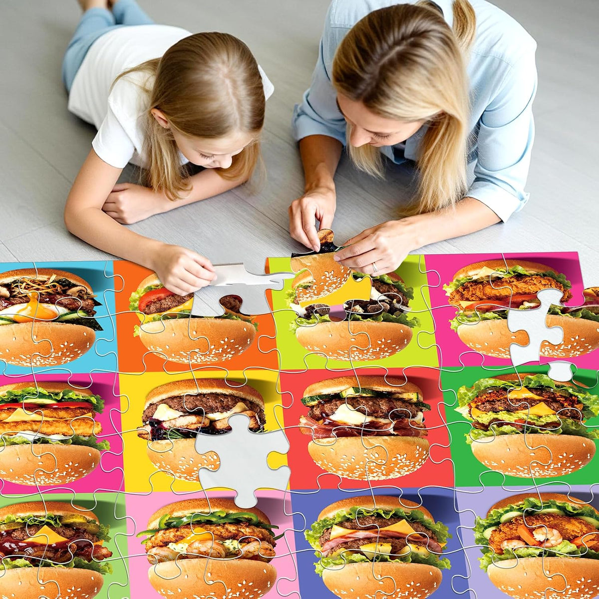 Rompecabezas de piso jumbo para niños, rompecabezas de hamburguesa...