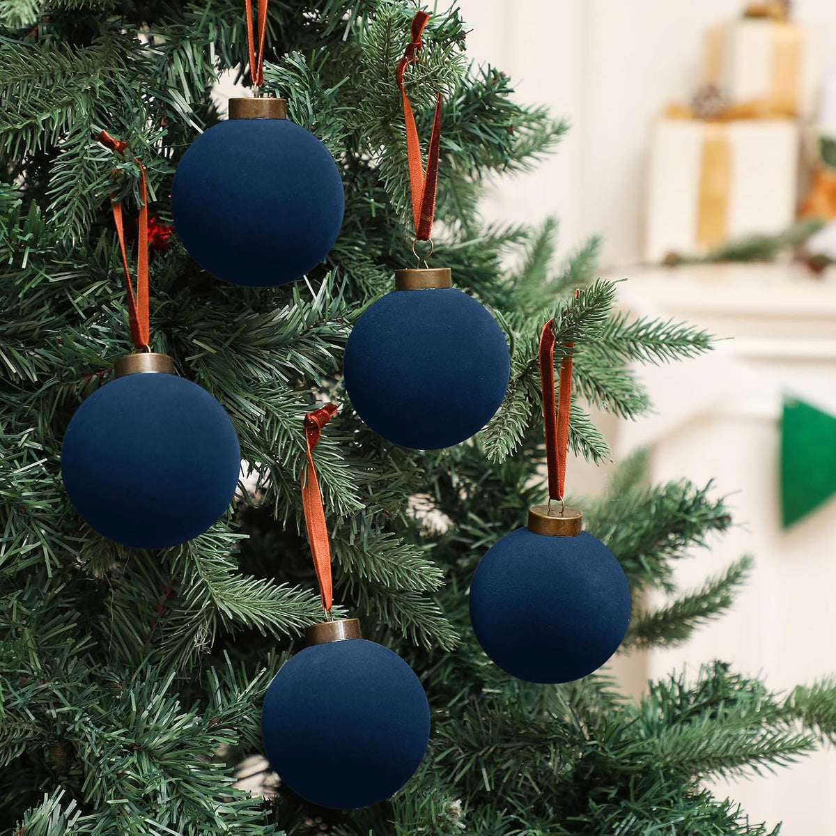 Liliful - 15 bolas de Navidad de terciopelo, color azul marino | Bo...