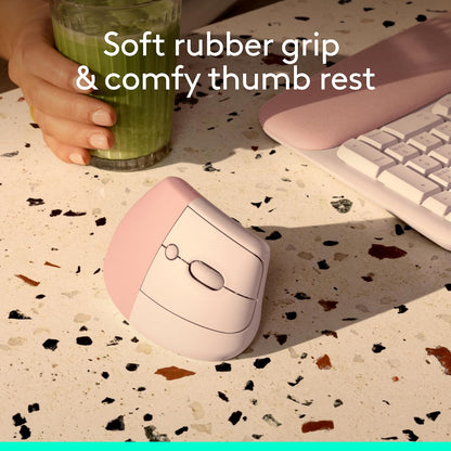 Ratón inalámbrico ergonómico vertical Logitech Lift - Rosa | Conéct...