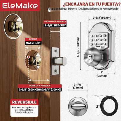 Bravex Cerradura de puerta con teclado de entrada sin llave, cerrad...