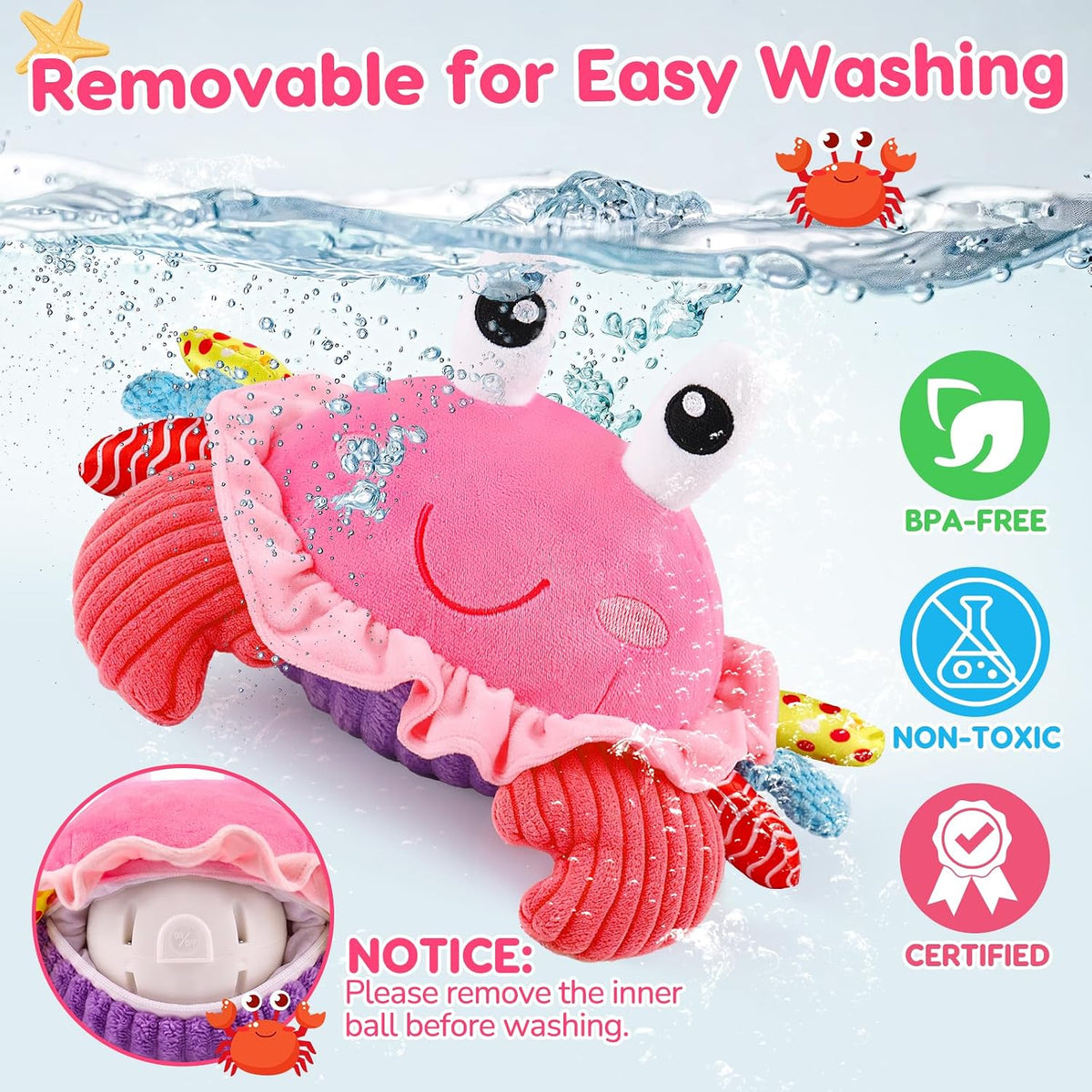 Tsomtto Musical Crawling Crab & Ocean Proyector giratorio Juguetes...