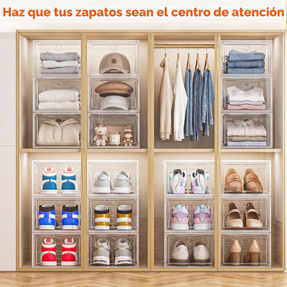 Organizador de zapatos transparente resistente con puerta magnética...