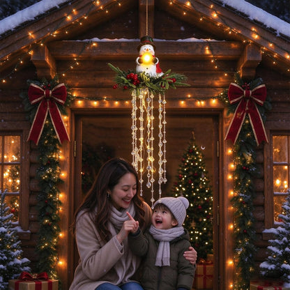 Luz de Navidad en cascada de cristal, copo de nieve colgante y deco...