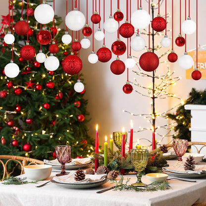 Relaxgiant - 36 bolas de Navidad para techo, color rojo, blanco | T...